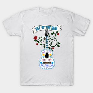 Acustic Guitar Sugar Skull themed T-Shirt